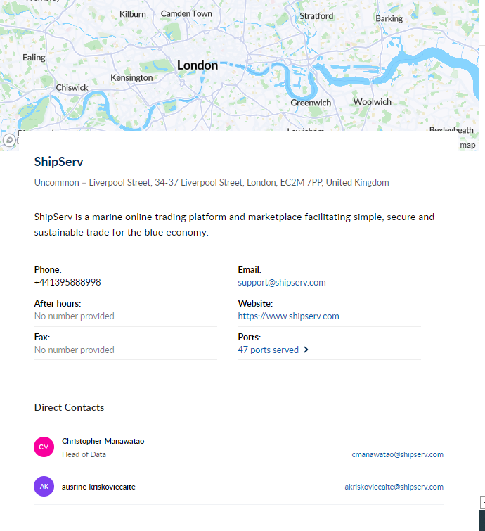 shipserv contact details
